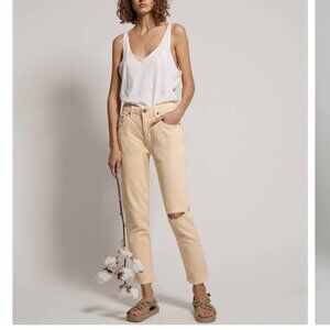 NEW ONE TEASPOON AWESOME BAGGIES Straight Leg Jeans Sz 26 yellow NWT